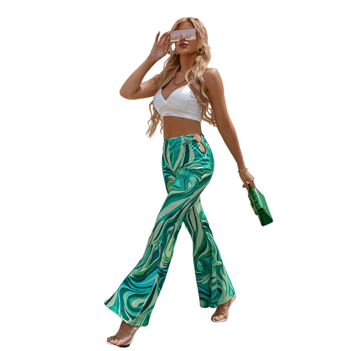 Women Chic Abstract Flare Pants LionStyle