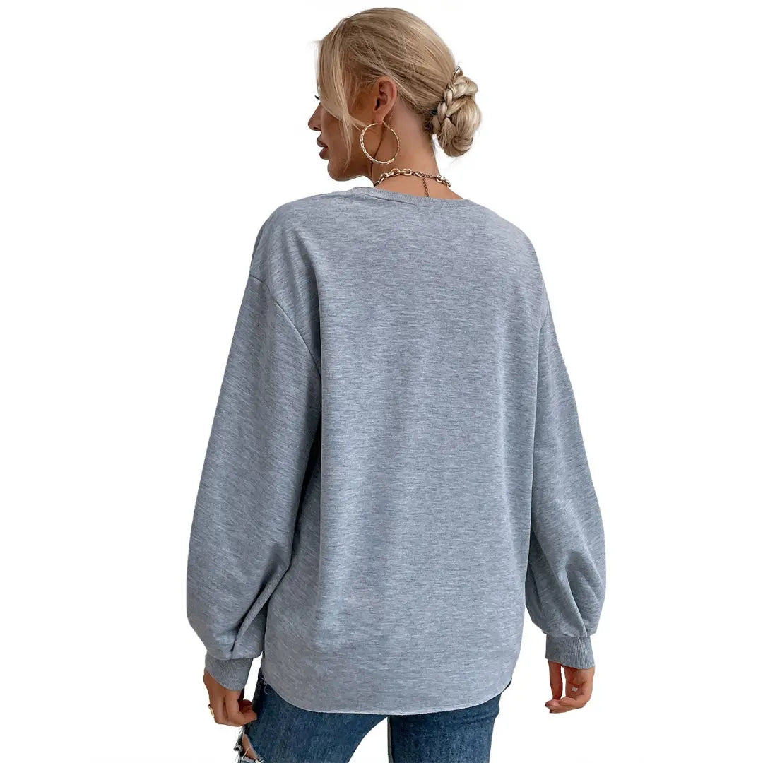 Women Chic Crew Neck Sweatshirt LionStyle Lion Style