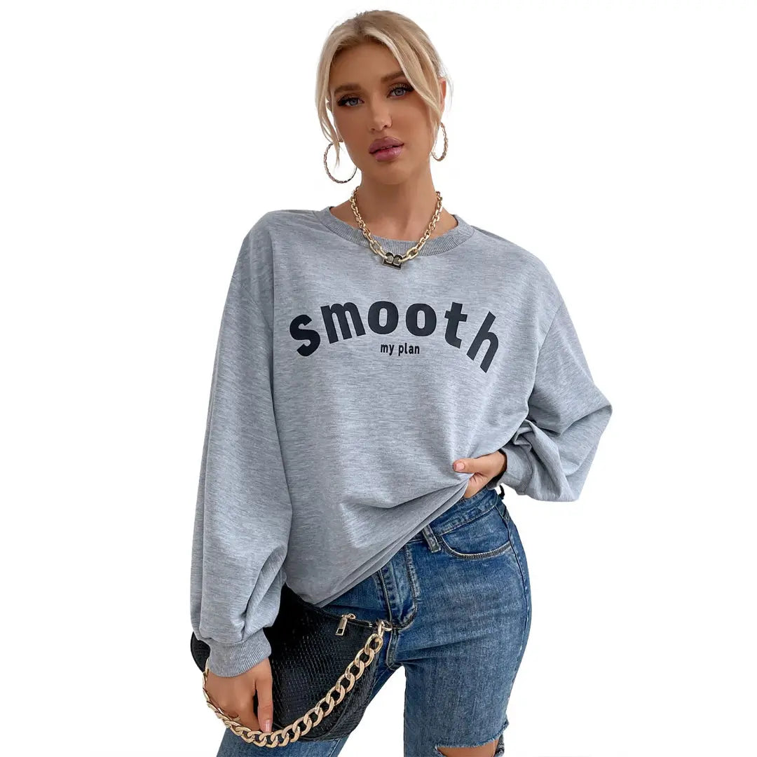 Women Chic Crew Neck Sweatshirt LionStyle Lion Style