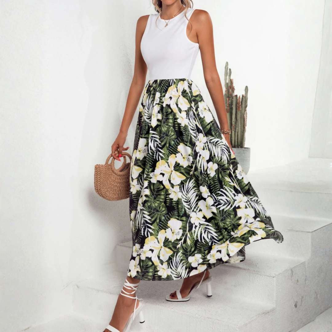 Women Chic Tropical Maxi Dress LionStyle Lion Style