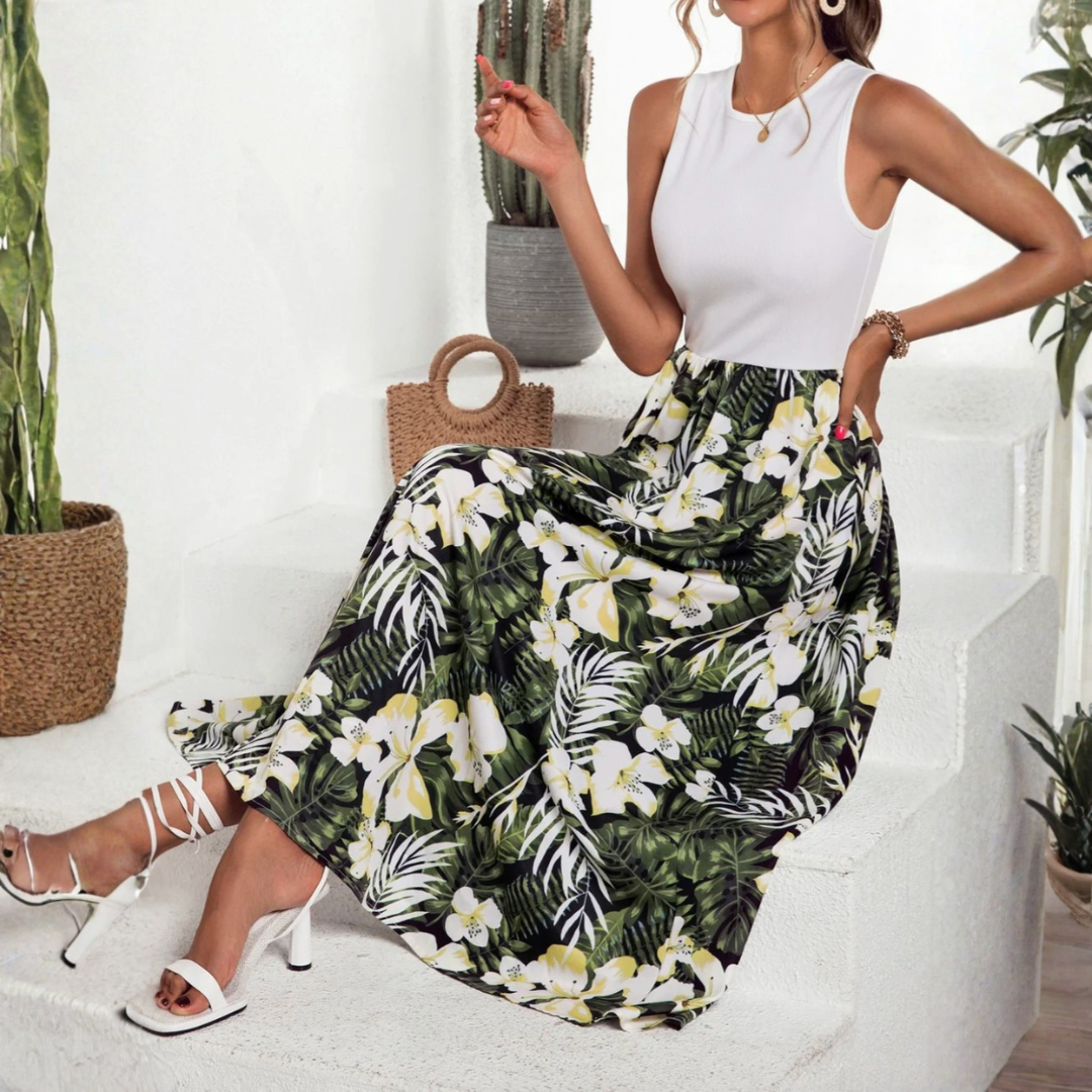 Women Chic Tropical Maxi Dress LionStyle Lion Style