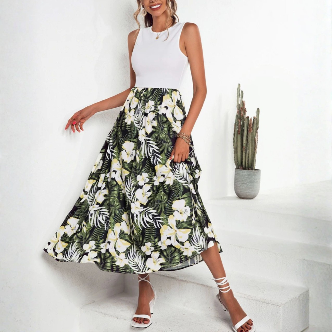 Women Chic Tropical Maxi Dress LionStyle Lion Style