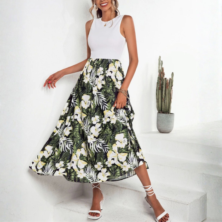 Women Chic Tropical Maxi Dress LionStyle Lion Style