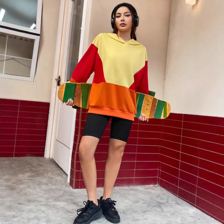 Women Color Block Hoodie LionStyle Lion Style