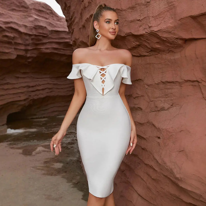 Women Crisscross Front Midi Dress LionStyle Lion Style