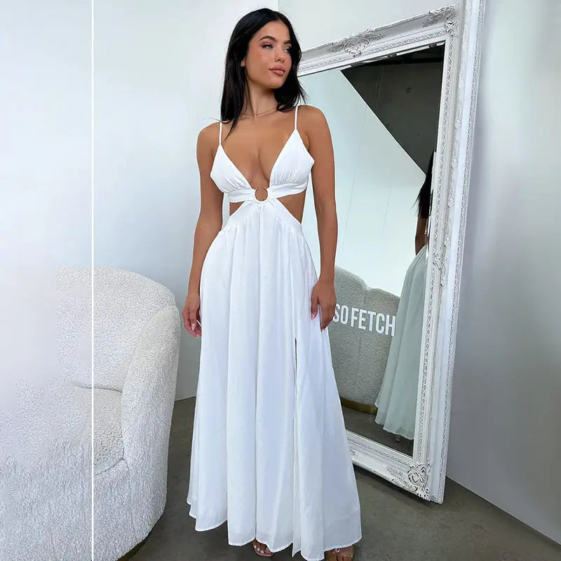 Women Cut Out Ring Detail Maxi Dress LionStyle Lion Style