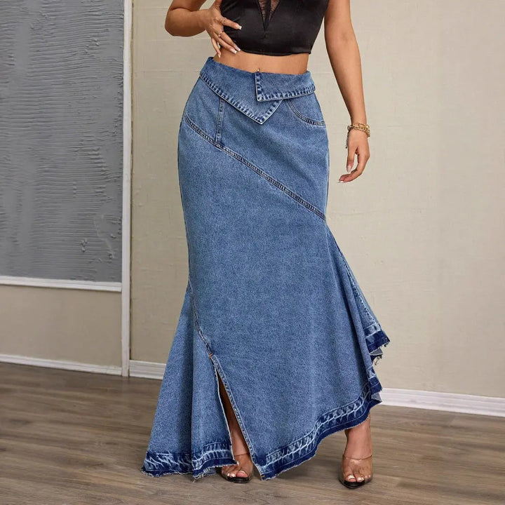 Women Denim Maxi Skirt LionStyle Lion Style
