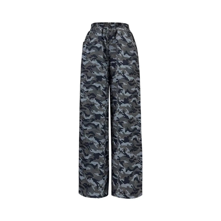 Women Elastic Waist Camo Wide Pants LionStyle Lion Style