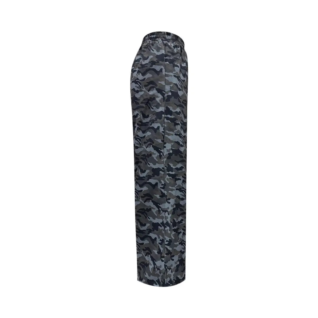 Women Elastic Waist Camo Wide Pants LionStyle Lion Style