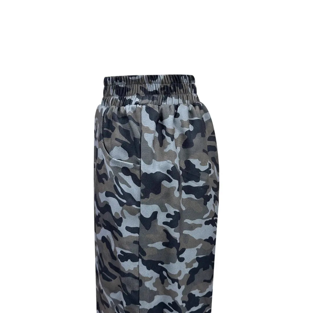 Women Elastic Waist Camo Wide Pants LionStyle Lion Style