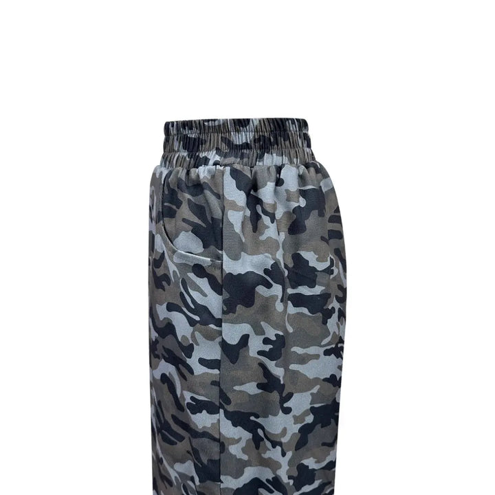 Women Elastic Waist Camo Wide Pants LionStyle Lion Style