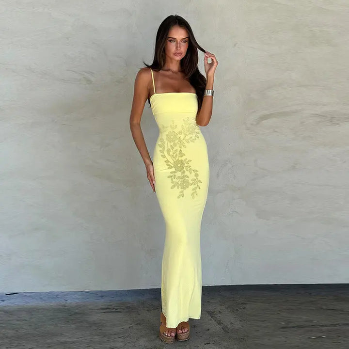 Women Floral Contour Maxi Dress LionStyle Lion Style