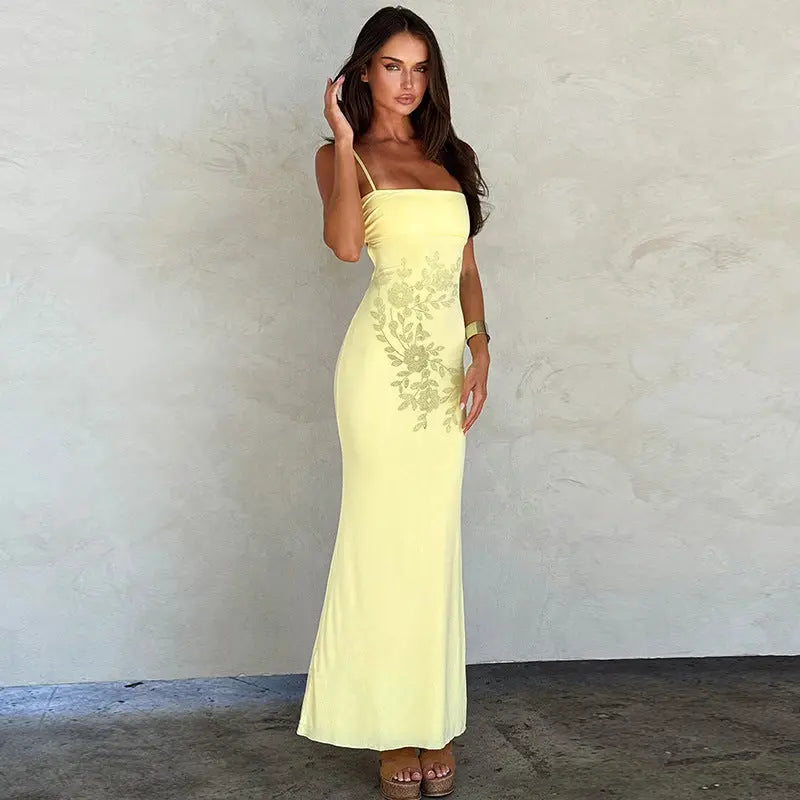 Women Floral Contour Maxi Dress LionStyle Lion Style