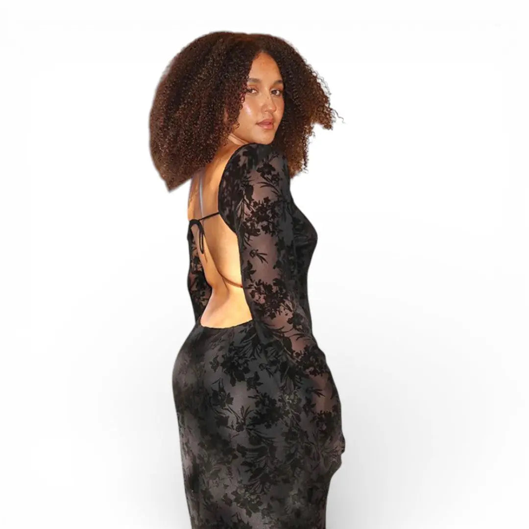 Women Floral Mesh Evening Dress LionStyle Lion Style