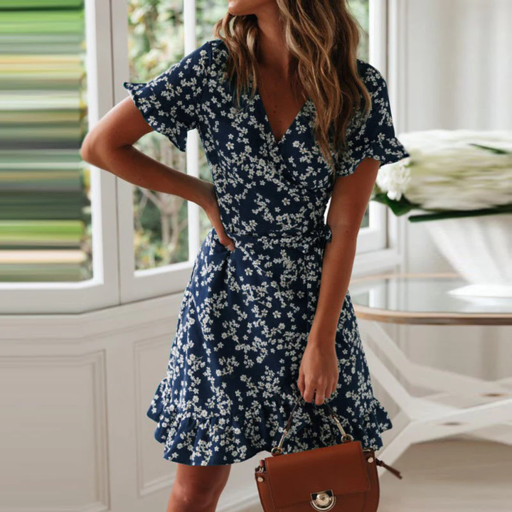 Women Floral Wrap Mini Dress LionStyle Lion Style