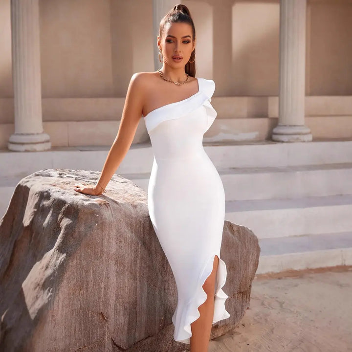 Women Flounce Hem Midi Dress LionStyle Lion Style