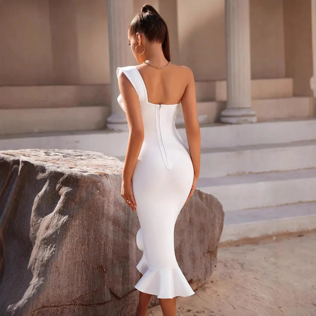 Women Flounce Hem Midi Dress LionStyle Lion Style