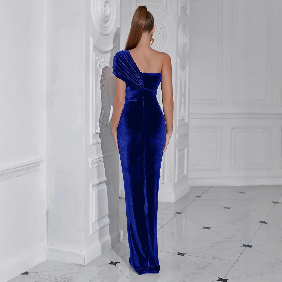 Women Glam One Shoulder Velvet Dress LionStyle Lion Style