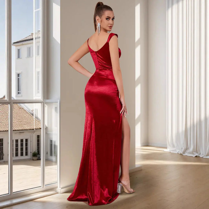 Women Glamorous Slit Evening Gown LionStyle Lion Style
