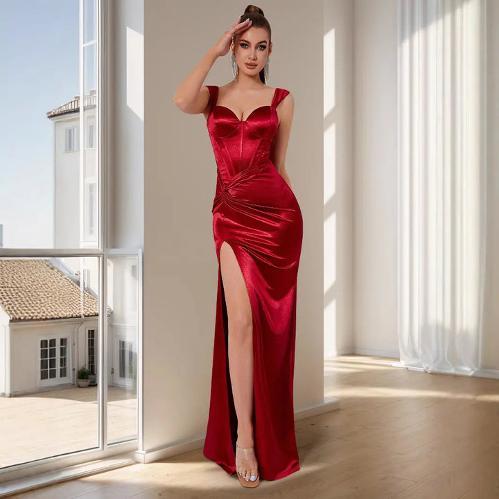 Women Glamorous Slit Evening Gown LionStyle Lion Style