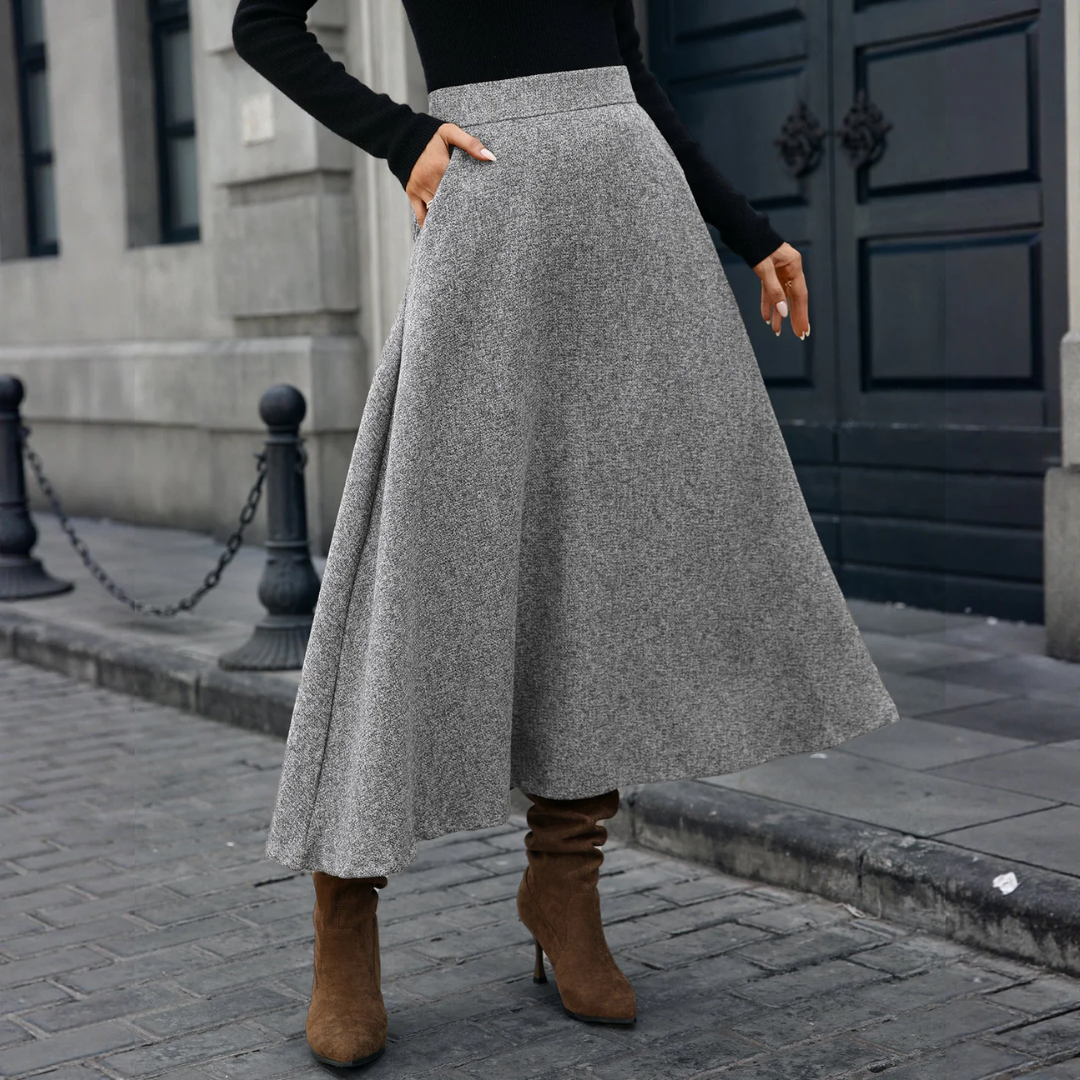 Women High Waist A-Line Midi Skirt LionStyle