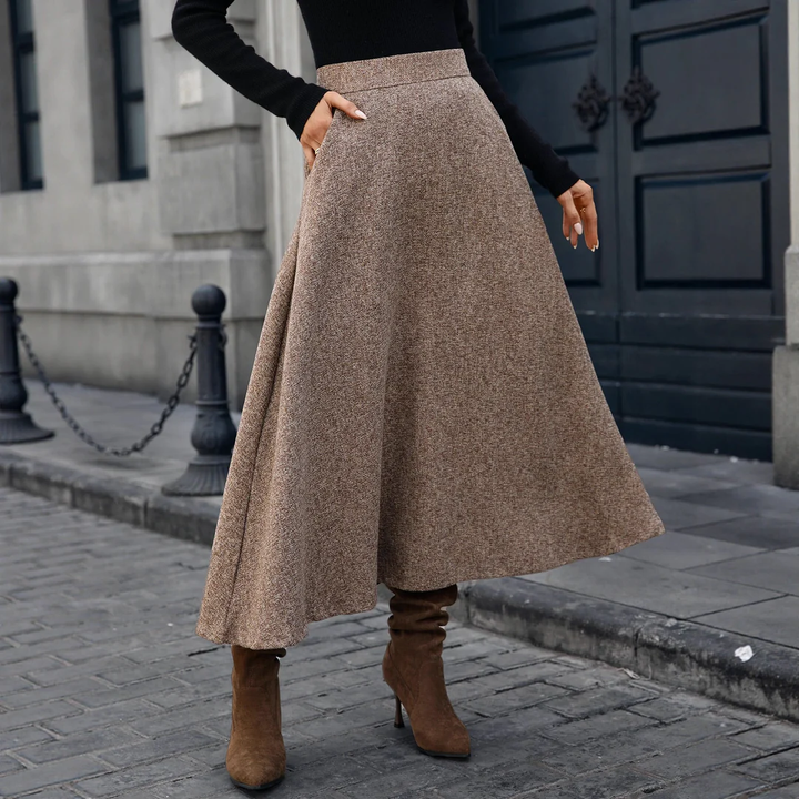 Women High Waist A-Line Midi Skirt LionStyle