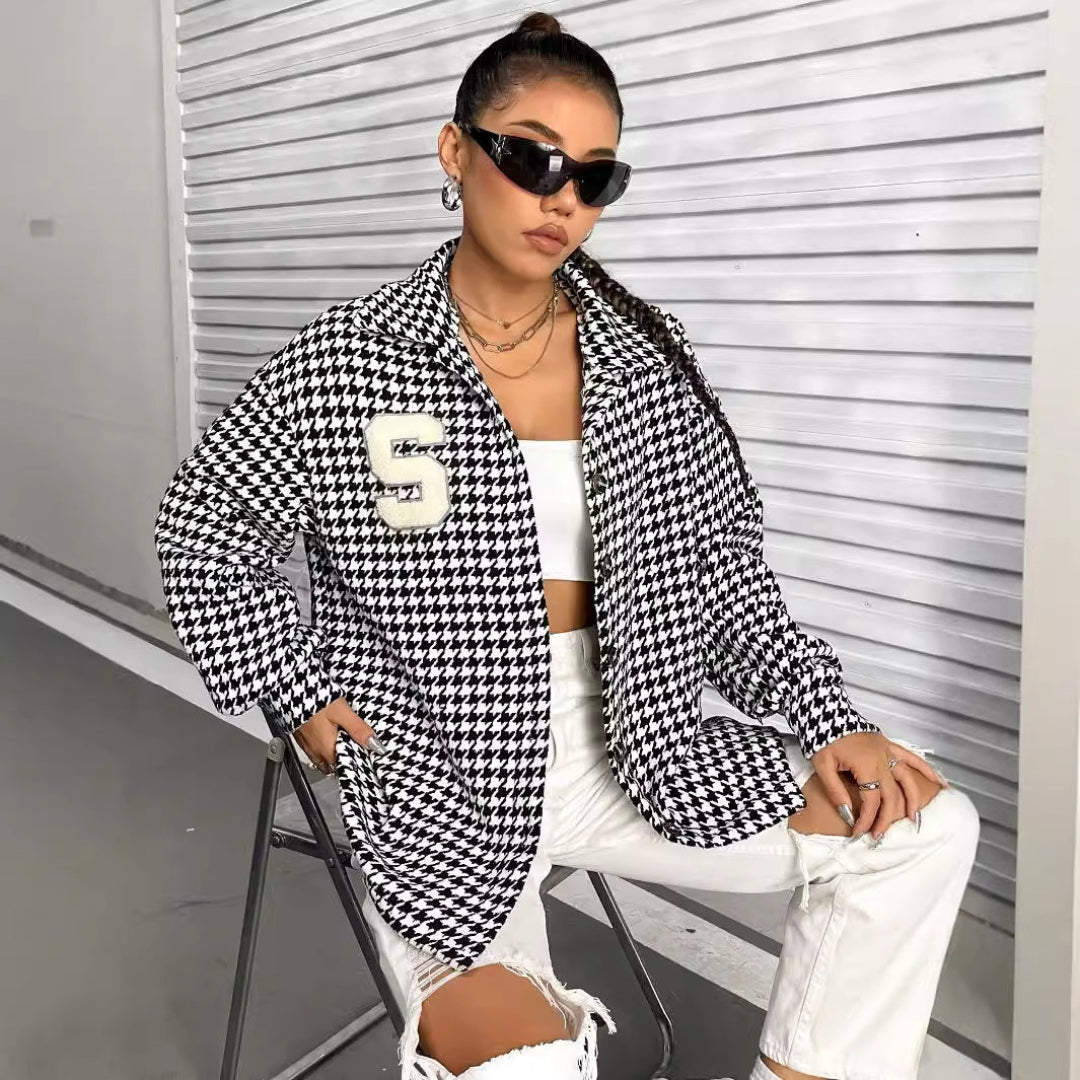 Women Houndstooth Jacket LionStyle