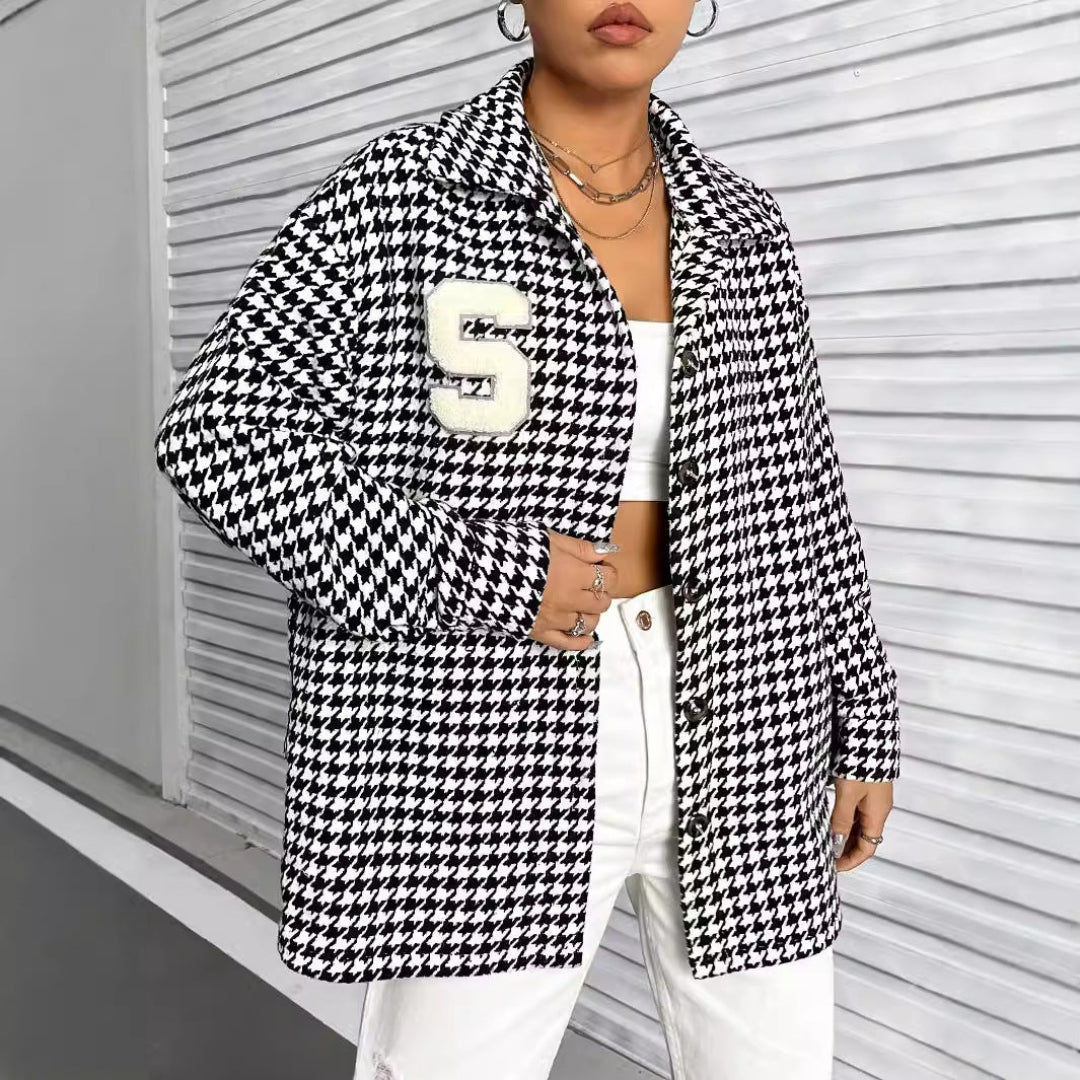 Women Houndstooth Jacket LionStyle