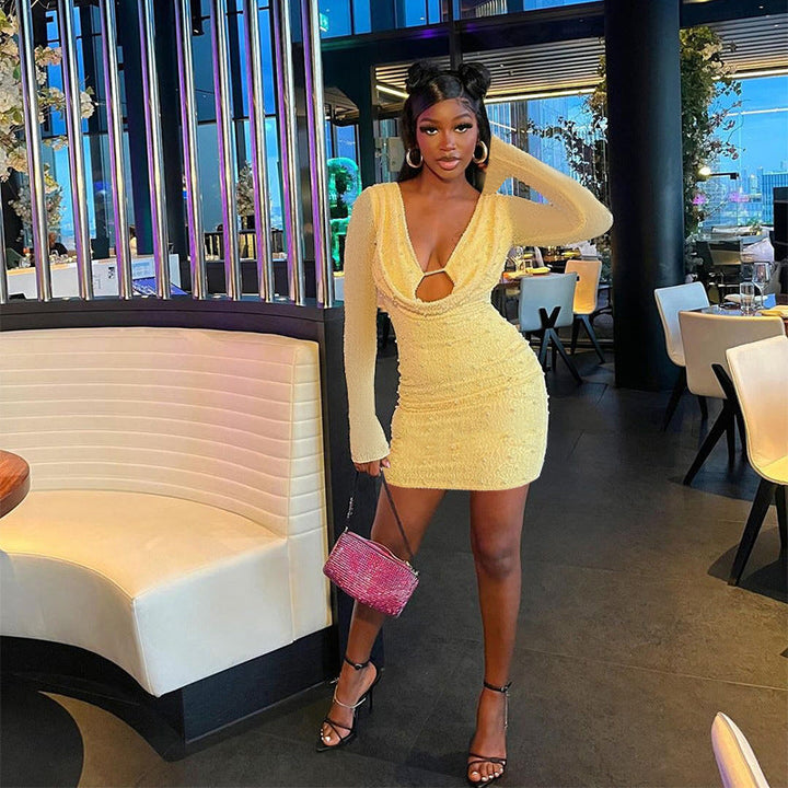 Women Keyhole Ruched Mini Dress LionStyle