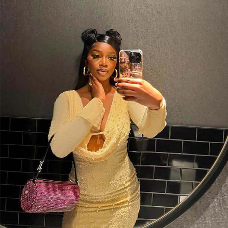 Women Keyhole Ruched Mini Dress LionStyle