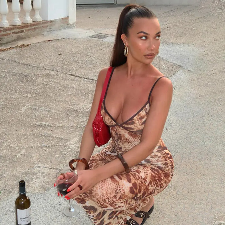 Women Leopard Print Maxi Dress LionStyle Lion Style