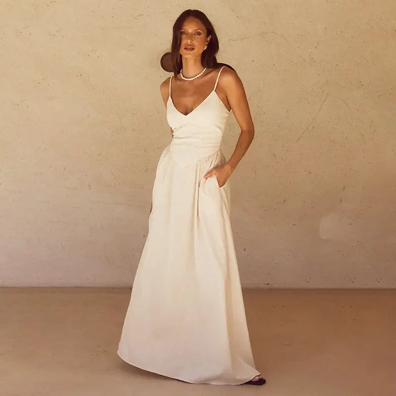 Women Minimalist Flowy Maxi Dress LionStyle Lion Style