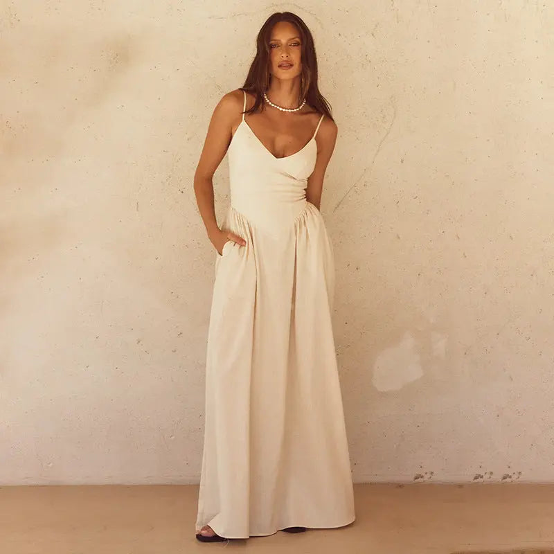 Women Minimalist Flowy Maxi Dress LionStyle Lion Style