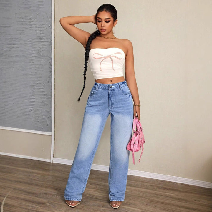 Women Modern Wide Leg Jeans LionStyle