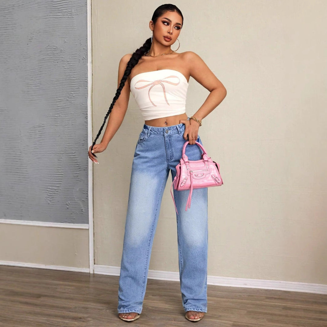 Women Modern Wide Leg Jeans LionStyle