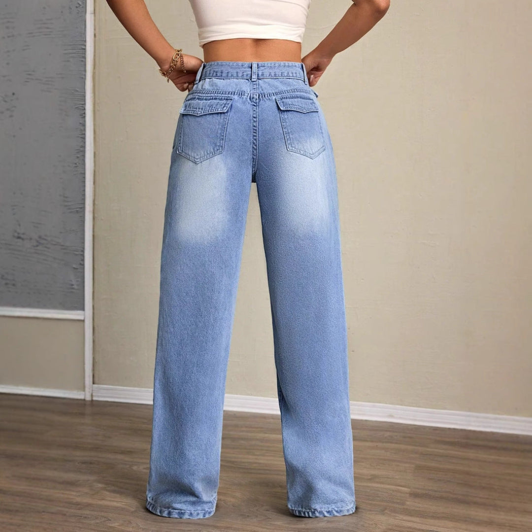 Women Modern Wide Leg Jeans LionStyle