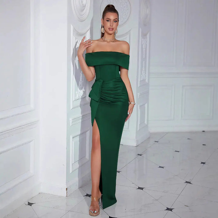 Women Polished Emerald Maxi Dress LionStyle Lion Style