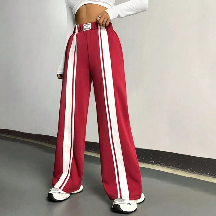 Women Red Side Stripe Pants LionStyle Lion Style