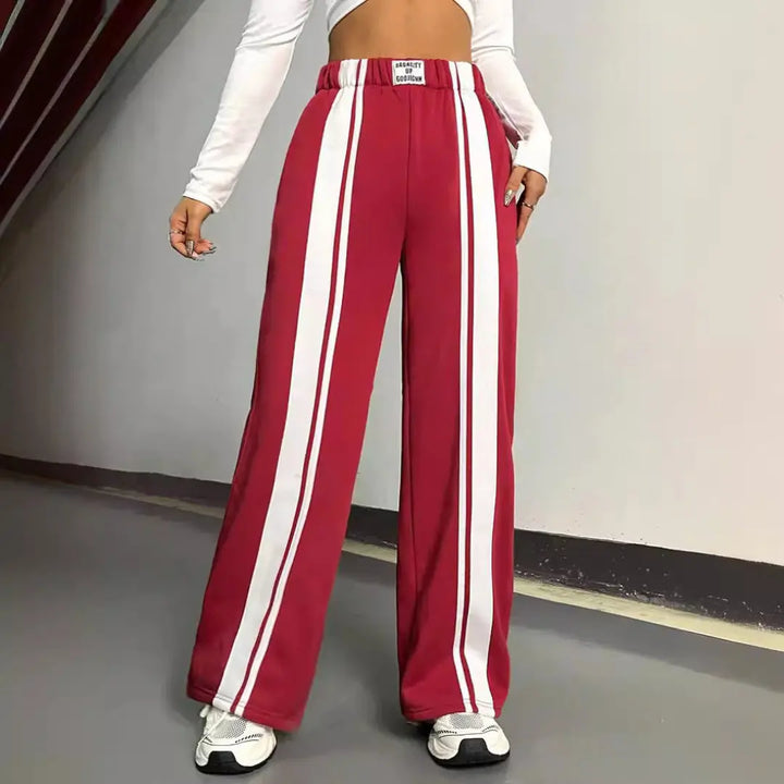 Women Red Side Stripe Pants LionStyle Lion Style