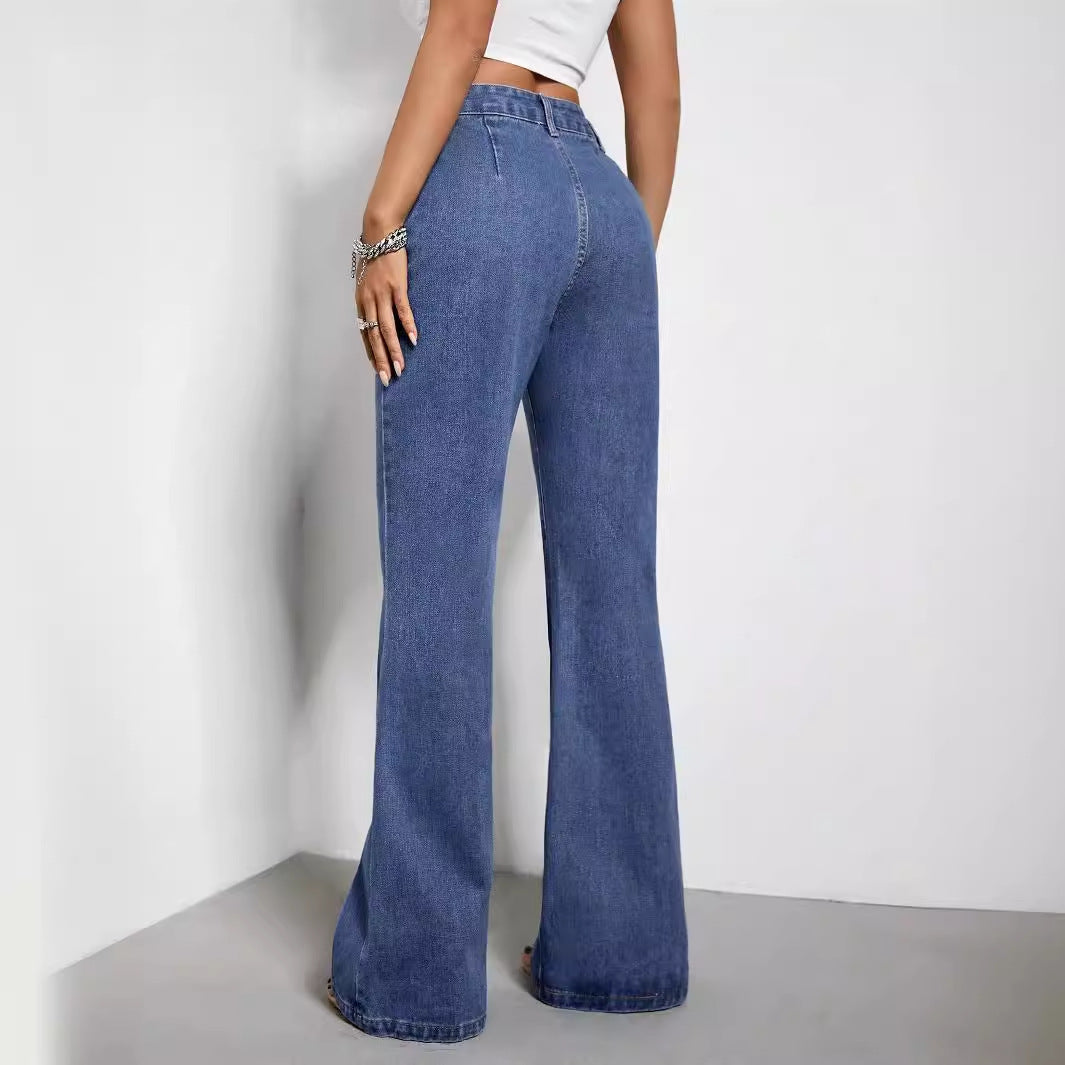Women Retro Flare Denim Pants LionStyle