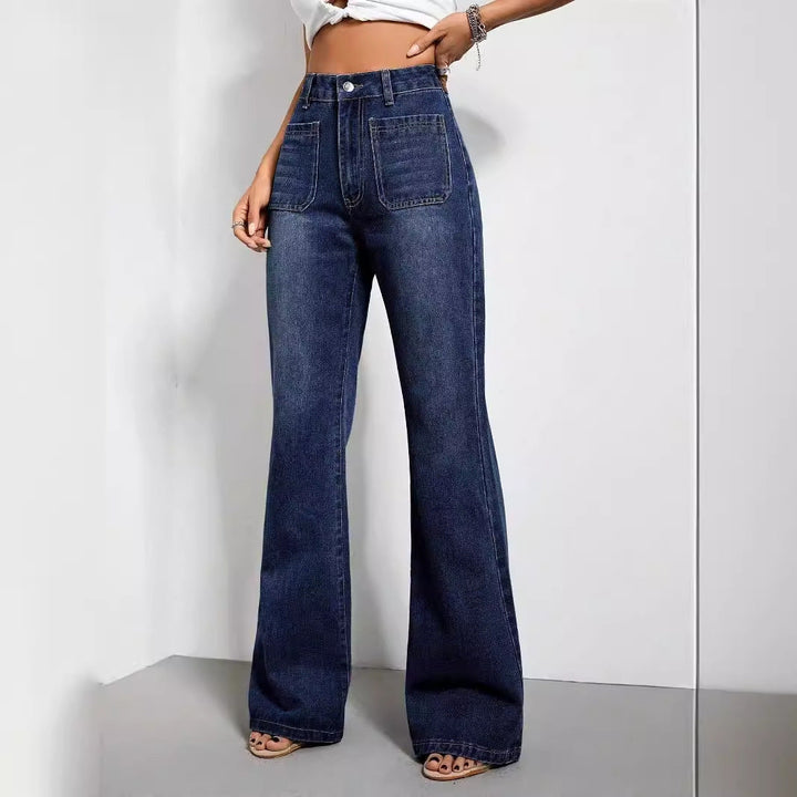 Women Retro Flare Denim Pants LionStyle