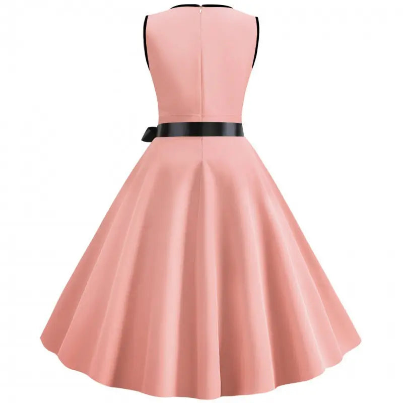 Women Ribbon Belt A Line Dress LionStyle Lion Style