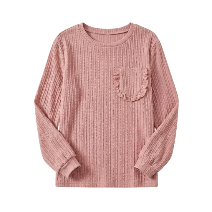 Women Ruffle Pocket Long Sleeve Top LionStyle Lion Style
