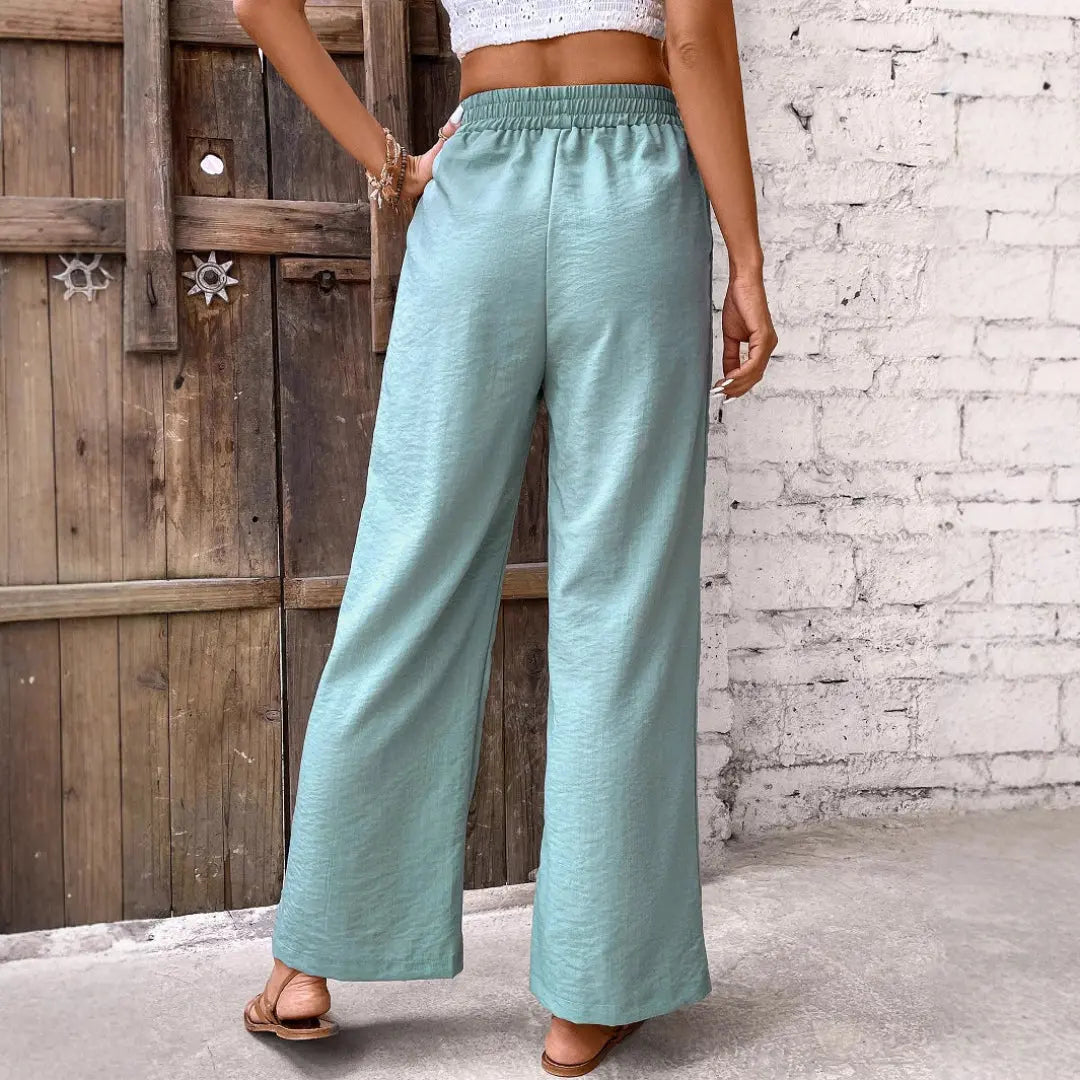 Women Side Button Wide Leg Pants LionStyle Lion Style