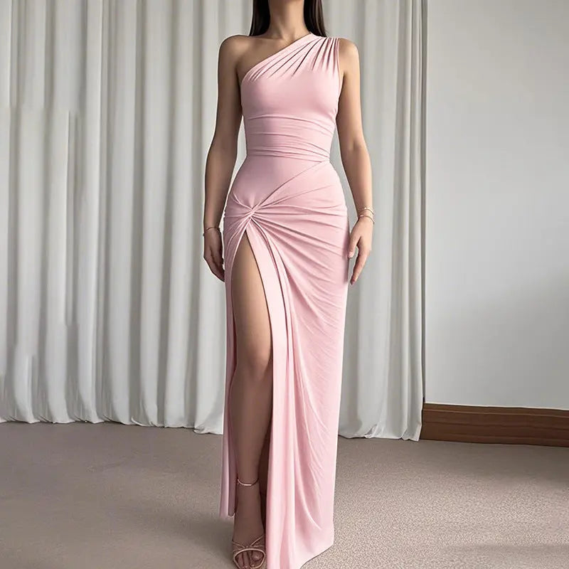 Women Sleek One Shoulder Gown LionStyle Lion Style
