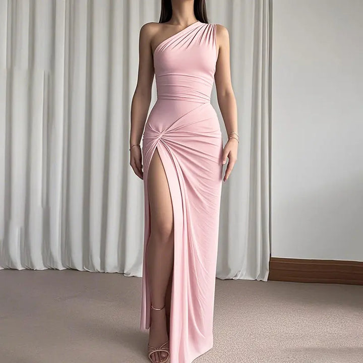 Women Sleek One Shoulder Gown LionStyle Lion Style