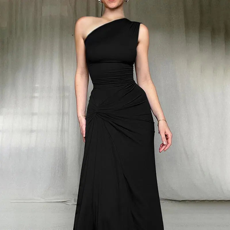 Women Sleek One Shoulder Gown LionStyle Lion Style