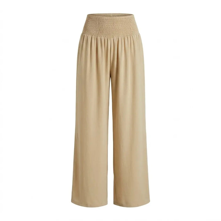 Women Smocked Waist Wide Leg Pants LionStyle Lion Style
