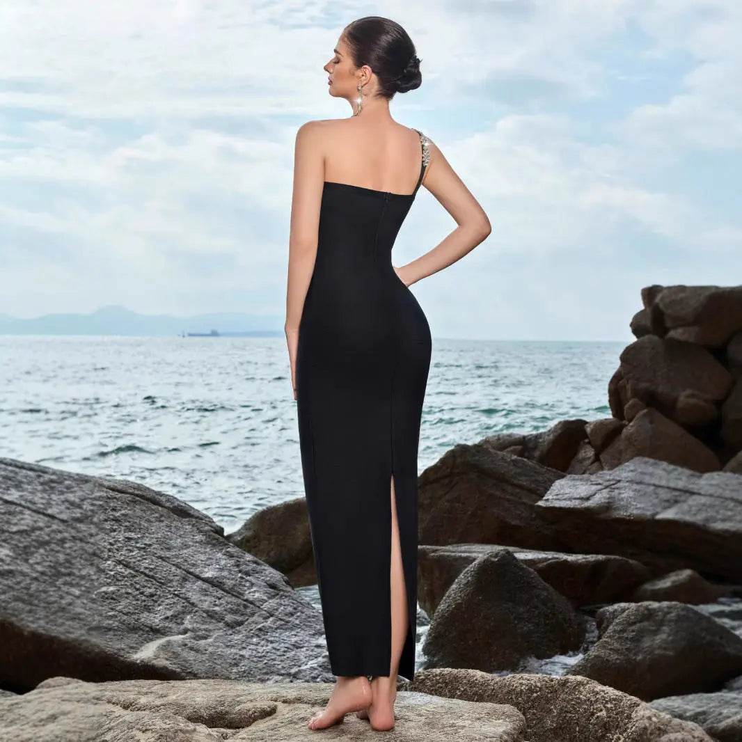 Women Sophisticated Crystal Maxi Dress LionStyle Lion Style