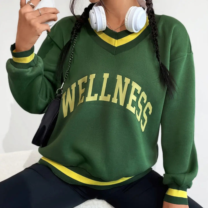 Women Sporty V-Neck Sweatshirt LionStyle Lion Style